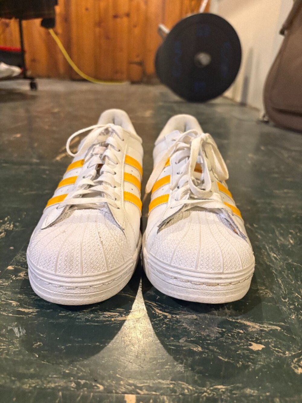 Men's Size 10 Adidas Yellow and Blue Sneakers